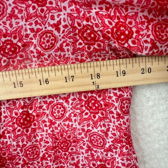 Velvet By Graham & spence red floral Button down shirt Blouse collared - Picture 8 of 9